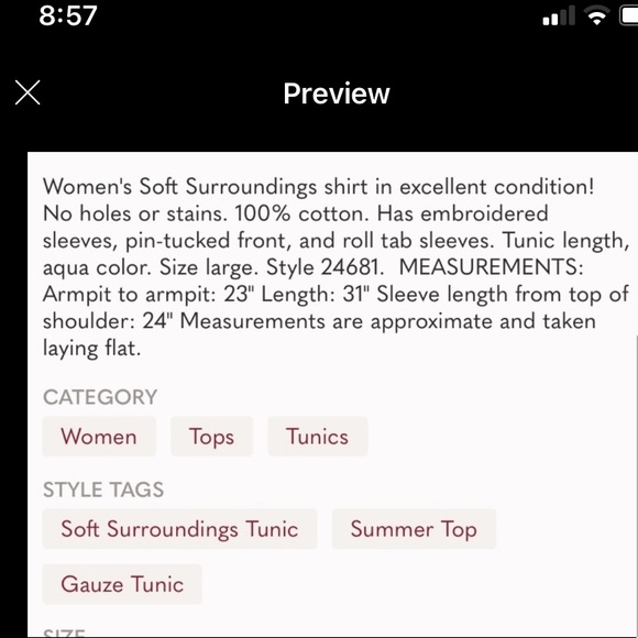 30-50% OFF BUNDLES! Soft surroundings blouse tunic button-down shirtdress shirt - Picture 10 of 16